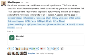 Silas screenshot of job role announcement