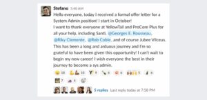 Stefano screemshot of message