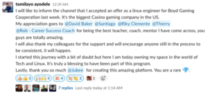 Tomilayo Ayodele screenshot of message