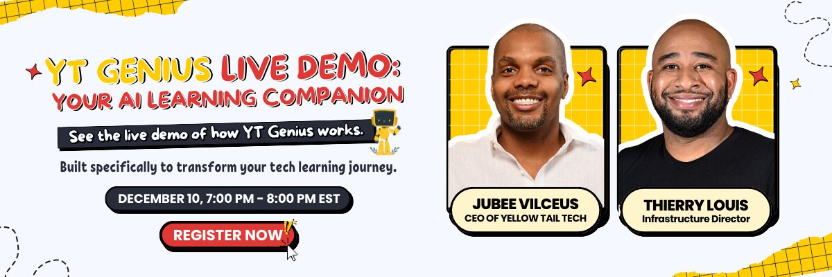 Join the YT Genius live demo on AI tech learning, Dec 10, 7 PM EST. Register now for insights from industry experts.